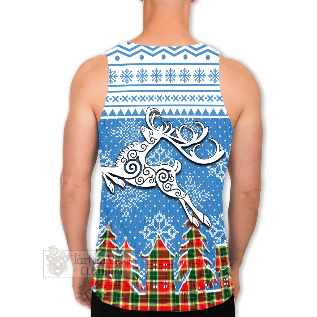 Tartan Vibes Clothing Gibson (Gibbs or Gibsone) Clan Christmas Men's Tank Top Celtic Reindeer Style