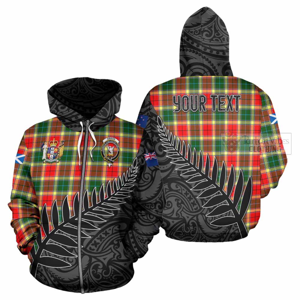 Tartan Vibes Clothing Gibson (Gibbs or Gibsone) Crest Tartan Hoodie with New Zealand Silver Fern Half Style