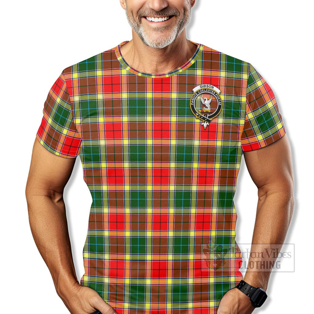 Tartan Vibes Clothing Gibson (Gibbs or Gibsone) Tartan T-Shirt with Family Crest Celtic Skull Style