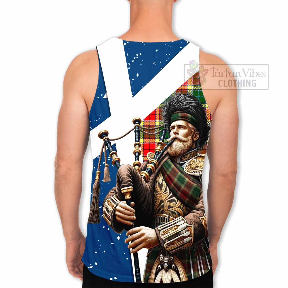 Gibson (Gibbs or Gibsone) Tartan Men's Tank Top with Family Crest Scottish Bagpiper Vibes