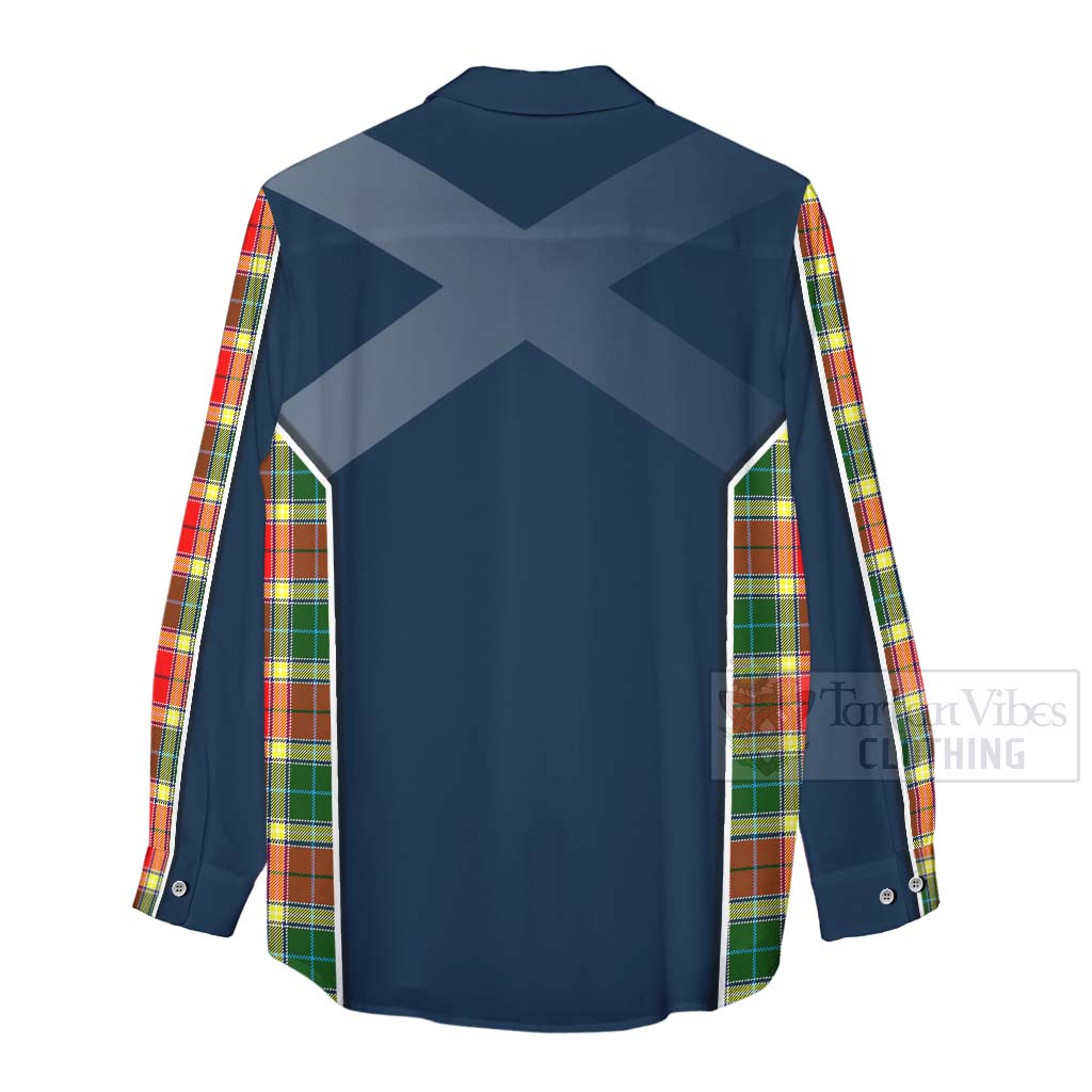 Tartan Vibes Clothing Gibson (Gibbs or Gibsone) Tartan Women's Casual Shirt with Family Crest and Scottish Thistle Vibes Sport Style