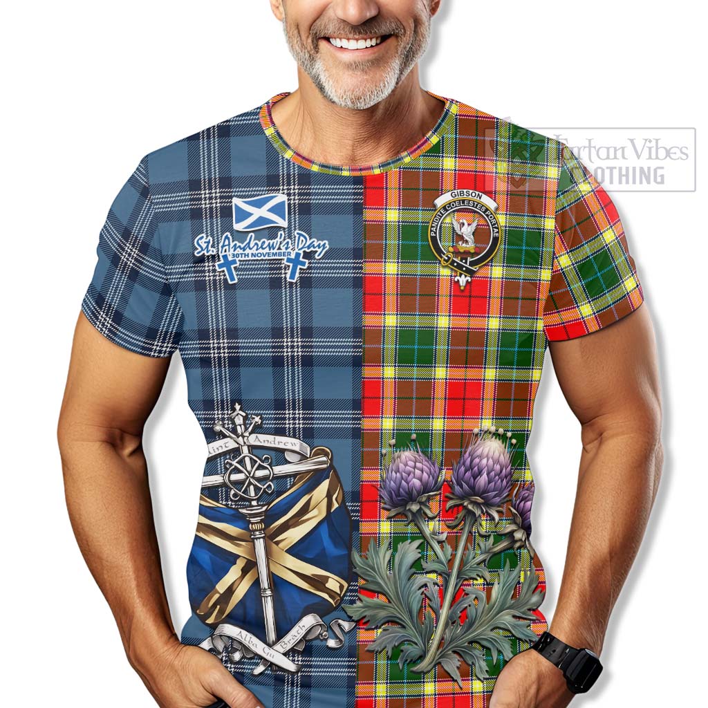 Tartan Vibes Clothing Gibson (Gibbs or Gibsone) Tartan T-Shirt Happy St. Andrew's Day Half Tartan Style