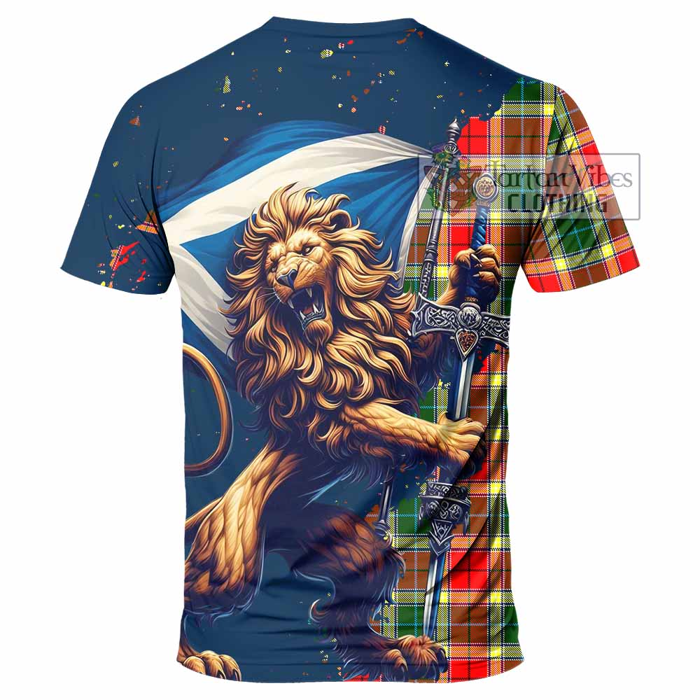 Tartan Vibes Clothing Gibson (Gibbs or Gibsone) Tartan Family Crest T-Shirt with Scottish Majestic Lion