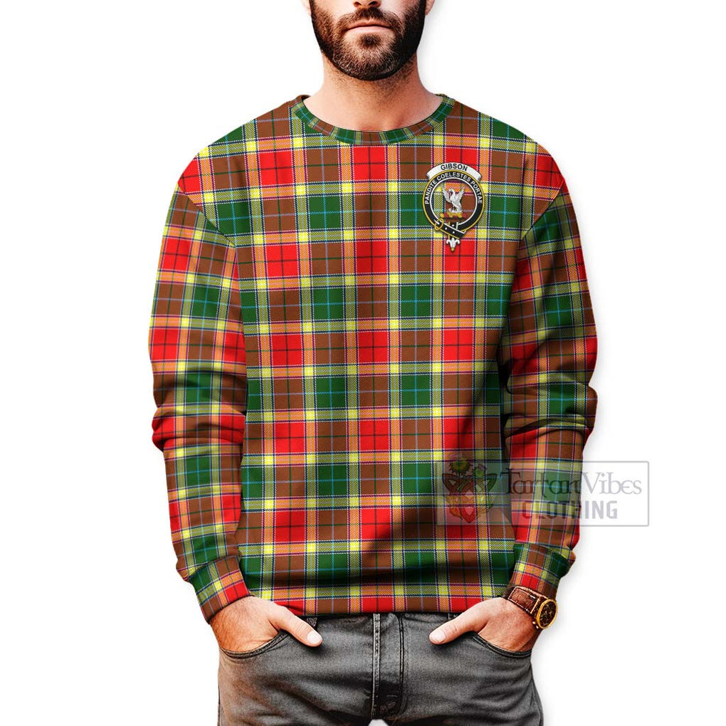 Tartan Vibes Clothing Gibson (Gibbs or Gibsone) Tartan Sweatshirt with Family Crest and Bearded Skull Holding Bottles of Whiskey