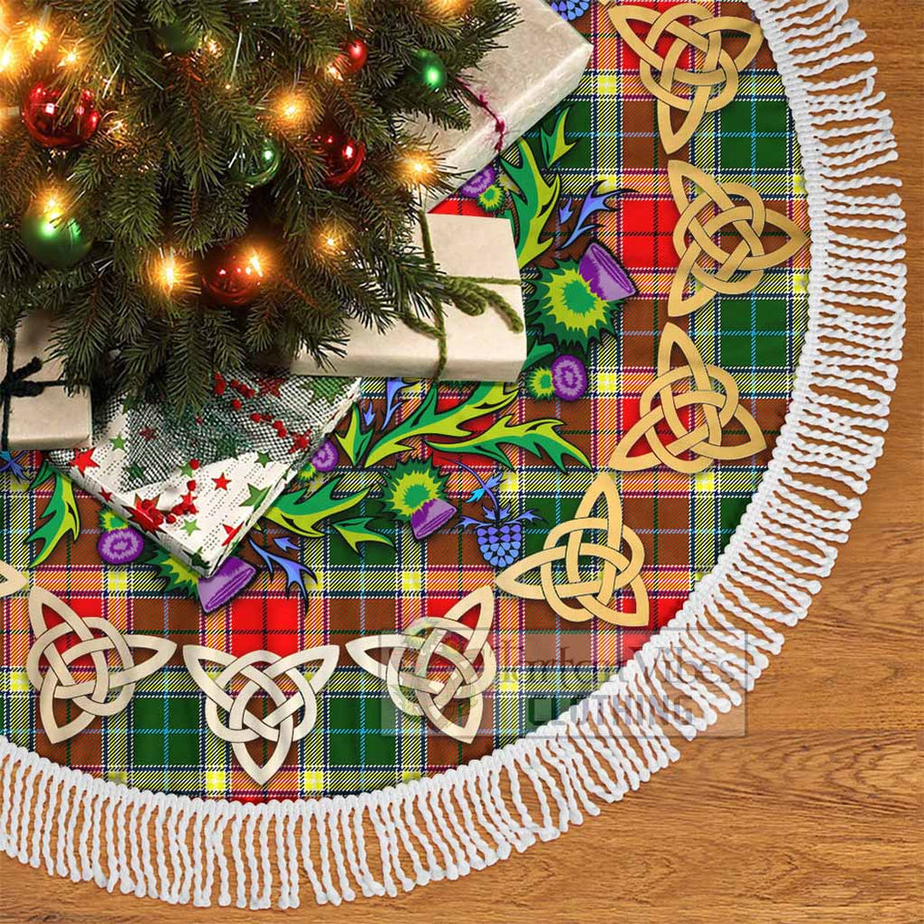 Gibson (Gibbs or Gibsone) Tartan Christmas Tree Skirt with Thistle Celtic Knot Style - Tartan Vibes Clothing