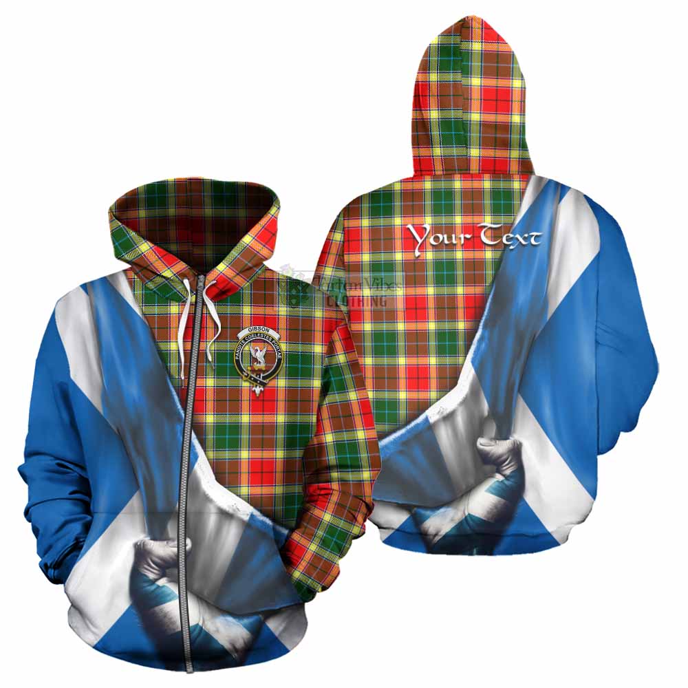 Tartan Vibes Clothing Gibson (Gibbs or Gibsone) Tartan Hoodie with Family Crest Scotland Patriotic Style