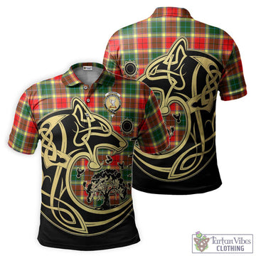 Gibsone Tartan Polo Shirt with Family Crest Celtic Wolf Style