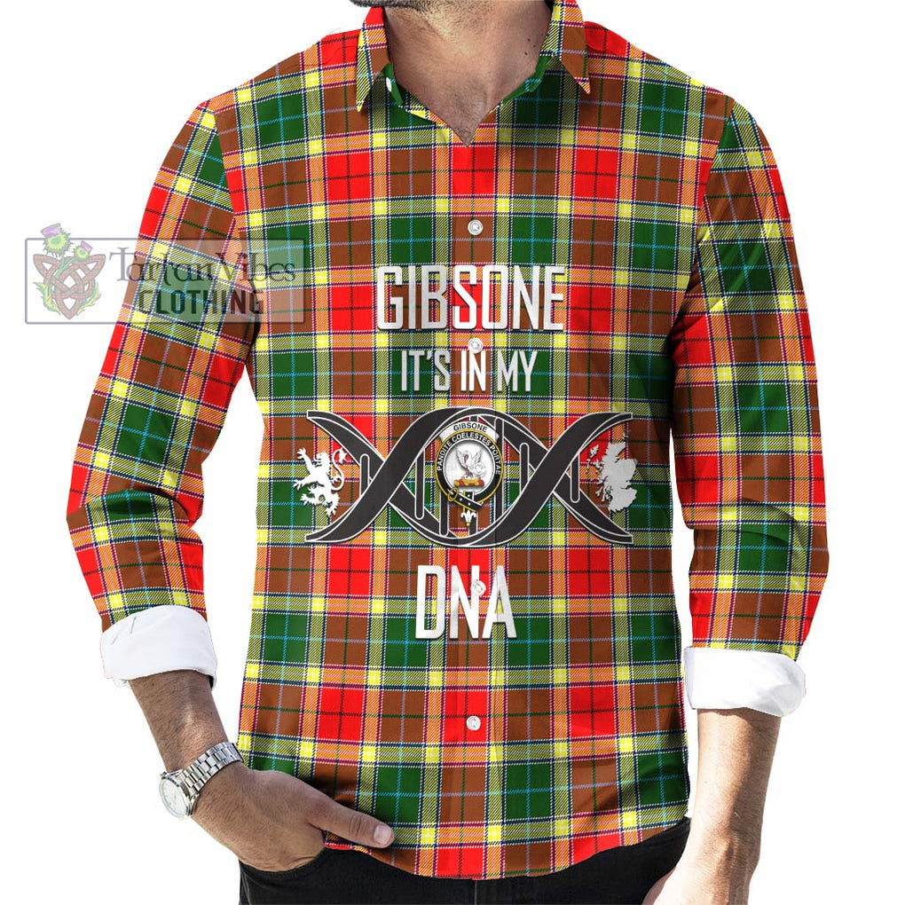 Gibsone Tartan Long Sleeve Button Shirt with Family Crest DNA In Me Style Men's Shirt S - Tartanvibesclothing Shop