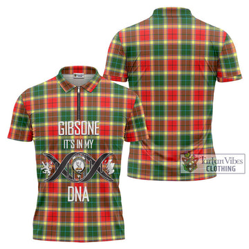 Gibsone Tartan Zipper Polo Shirt with Family Crest DNA In Me Style