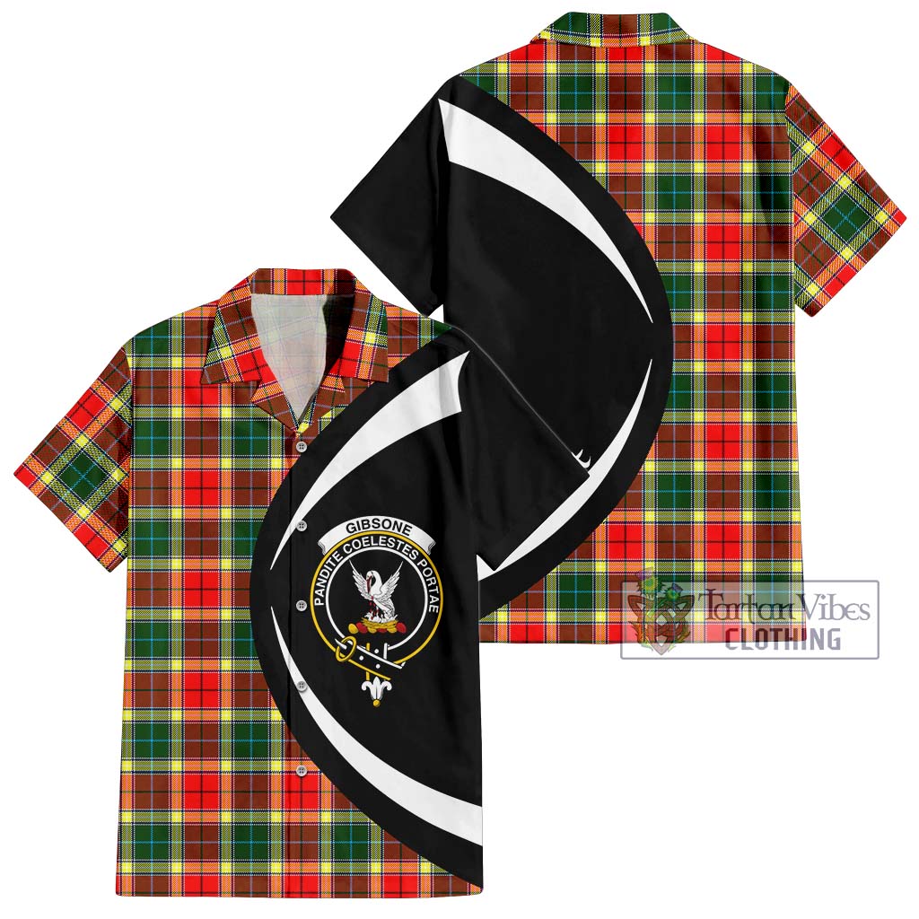 Gibsone Tartan Short Sleeve Button Up with Family Crest Circle Style Kid - Tartan Vibes Clothing