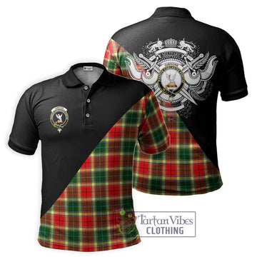 Gibsone Tartan Polo Shirt with Family Crest and Military Logo Style