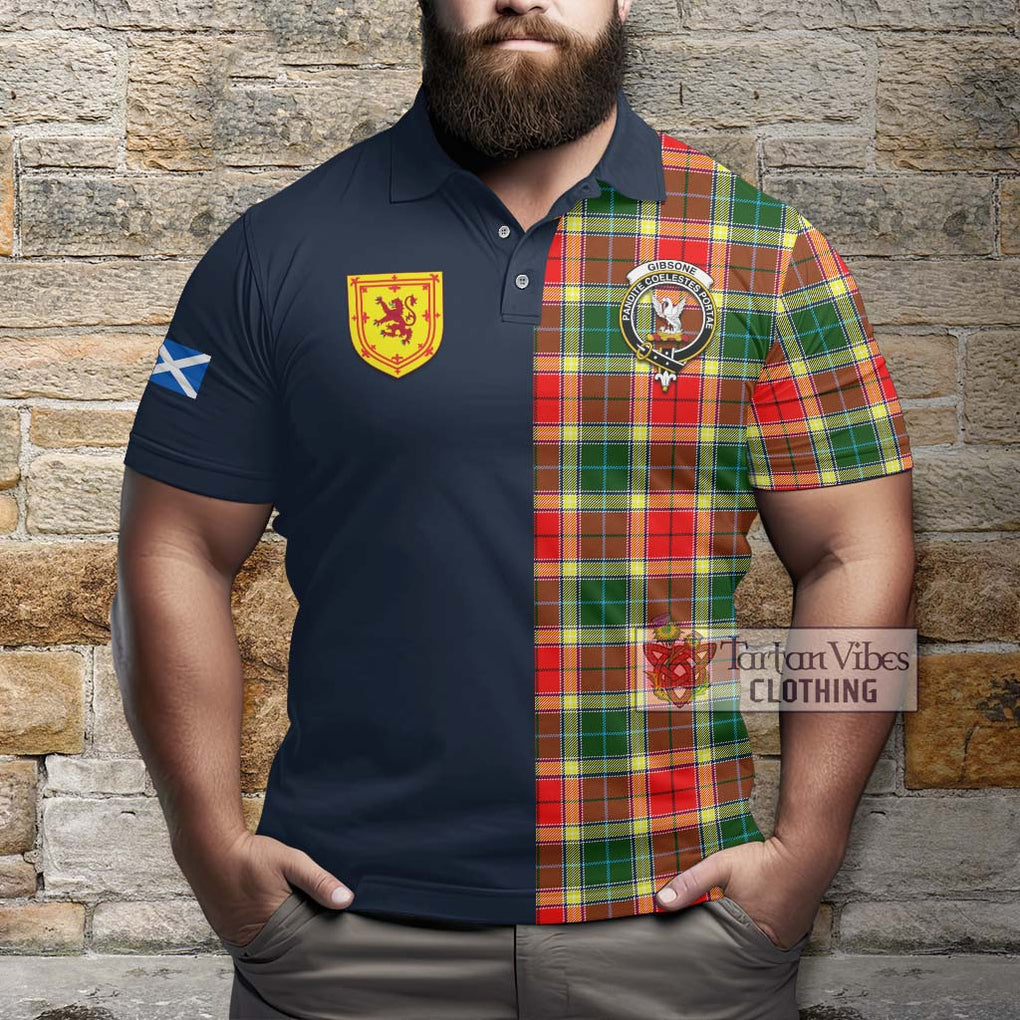 Tartan Vibes Clothing Gibsone Tartan Polo Shirt with Scottish Lion Royal Arm Half Style