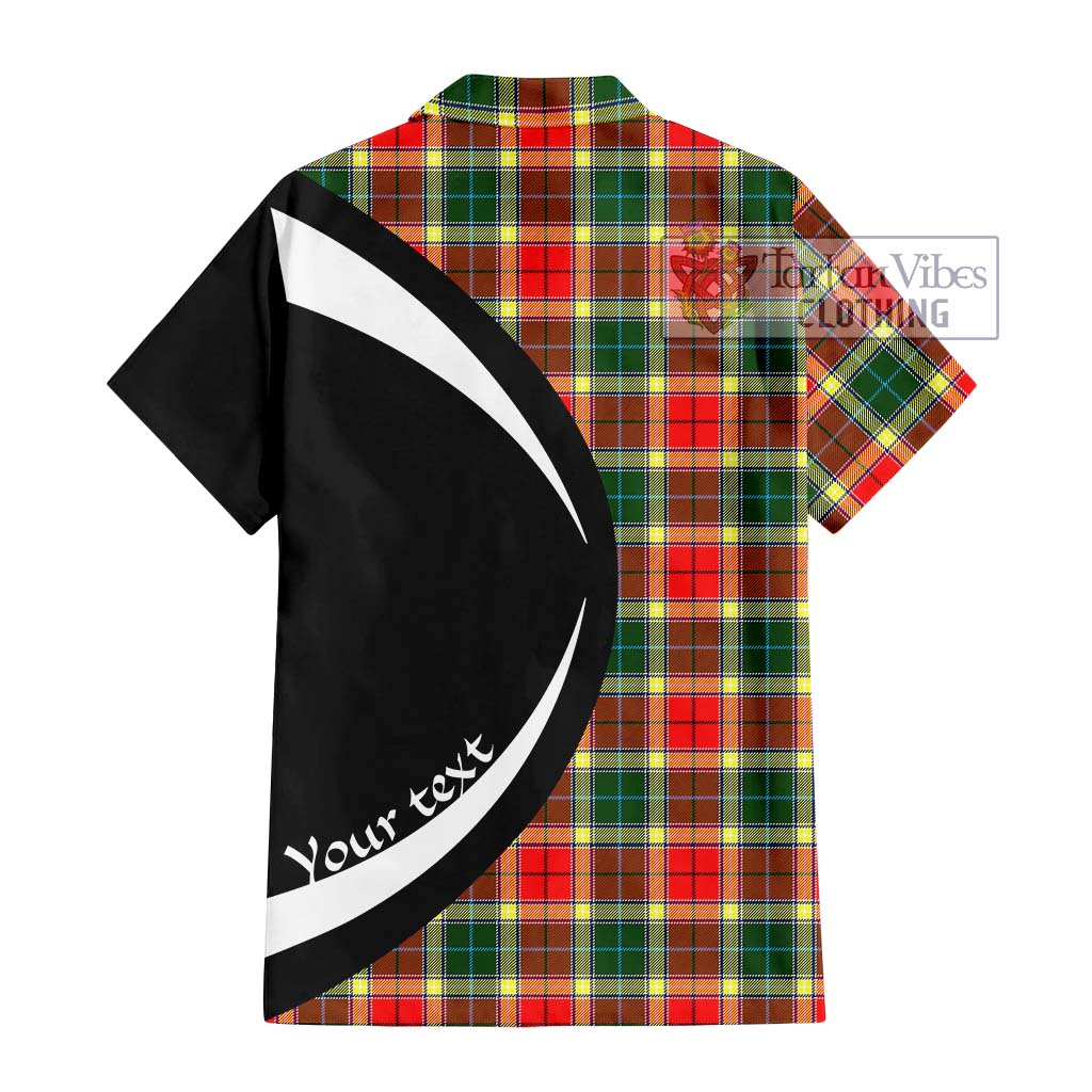 Gibsone Tartan Short Sleeve Button Up with Family Crest Circle Style - Tartan Vibes Clothing