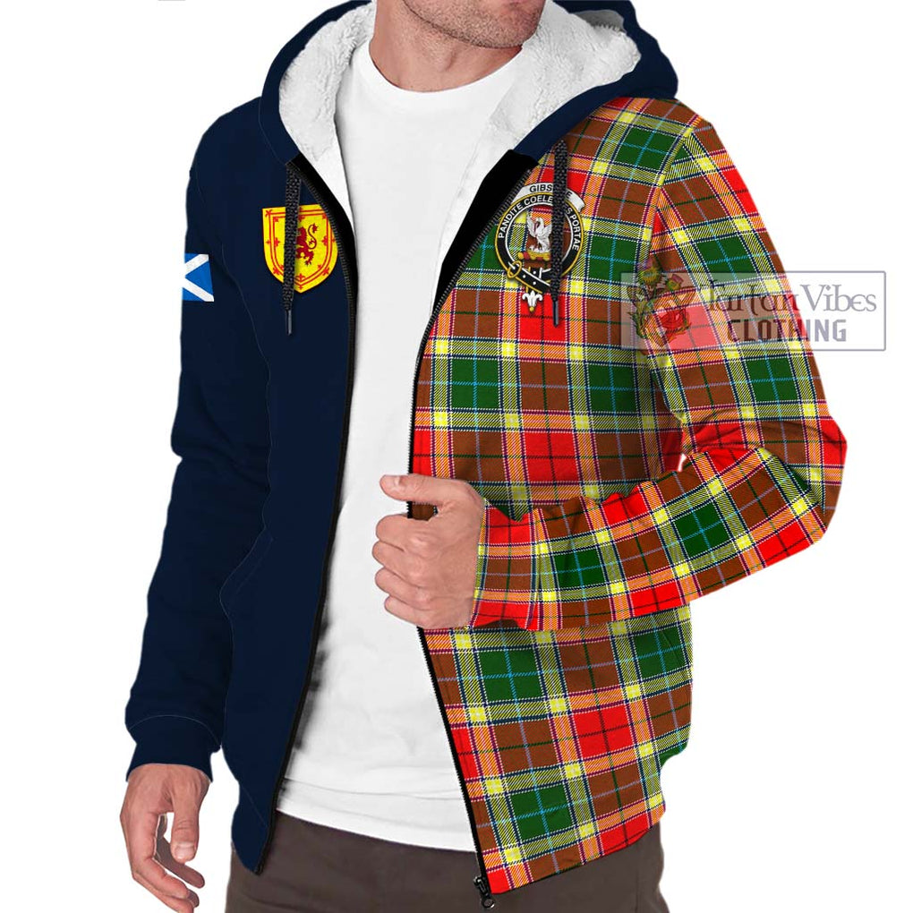 Tartan Vibes Clothing Gibsone Tartan Sherpa Hoodie with Scottish Lion Royal Arm Half Style