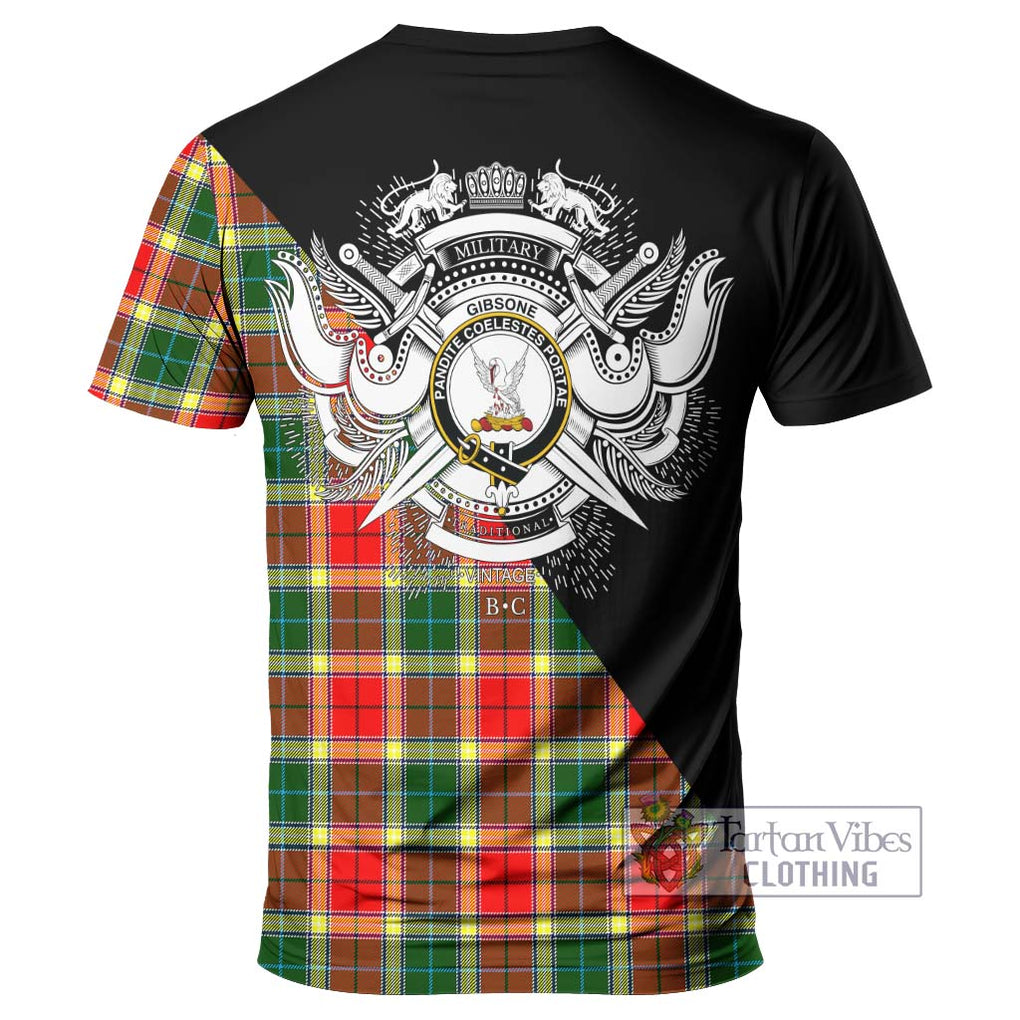 Gibsone Tartan T-Shirt with Family Crest and Military Logo Style - Tartanvibesclothing Shop