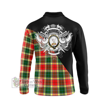 Gibsone Tartan Long Sleeve Polo Shirt with Family Crest and Military Logo Style