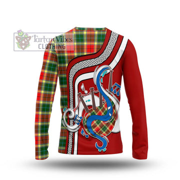 Gibsone Tartan Long Sleeve T-Shirt with Epic Bagpipe Style