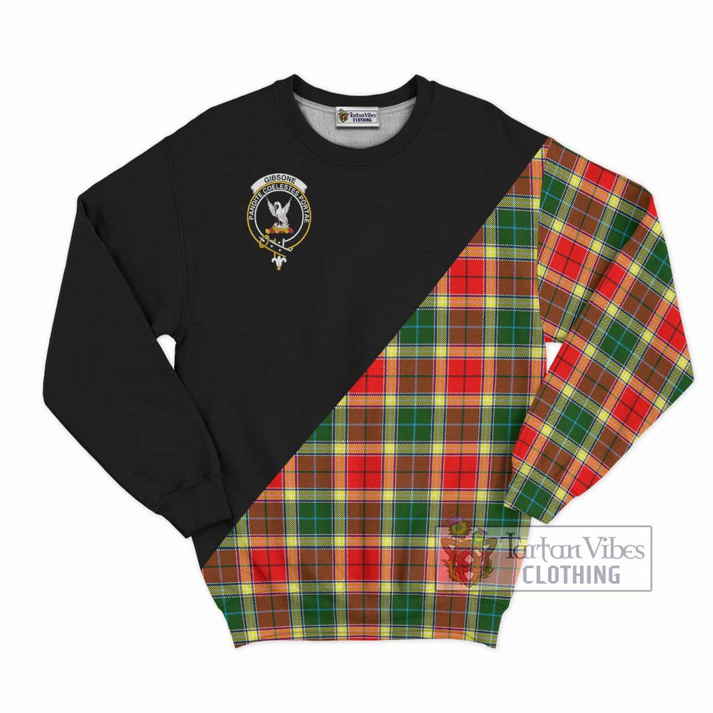 Gibsone Tartan Sweatshirt with Family Crest and Military Logo Style - Tartanvibesclothing Shop