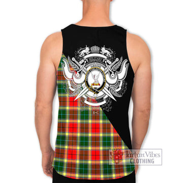 Gibsone Tartan Men's Tank Top with Family Crest and Military Logo Style