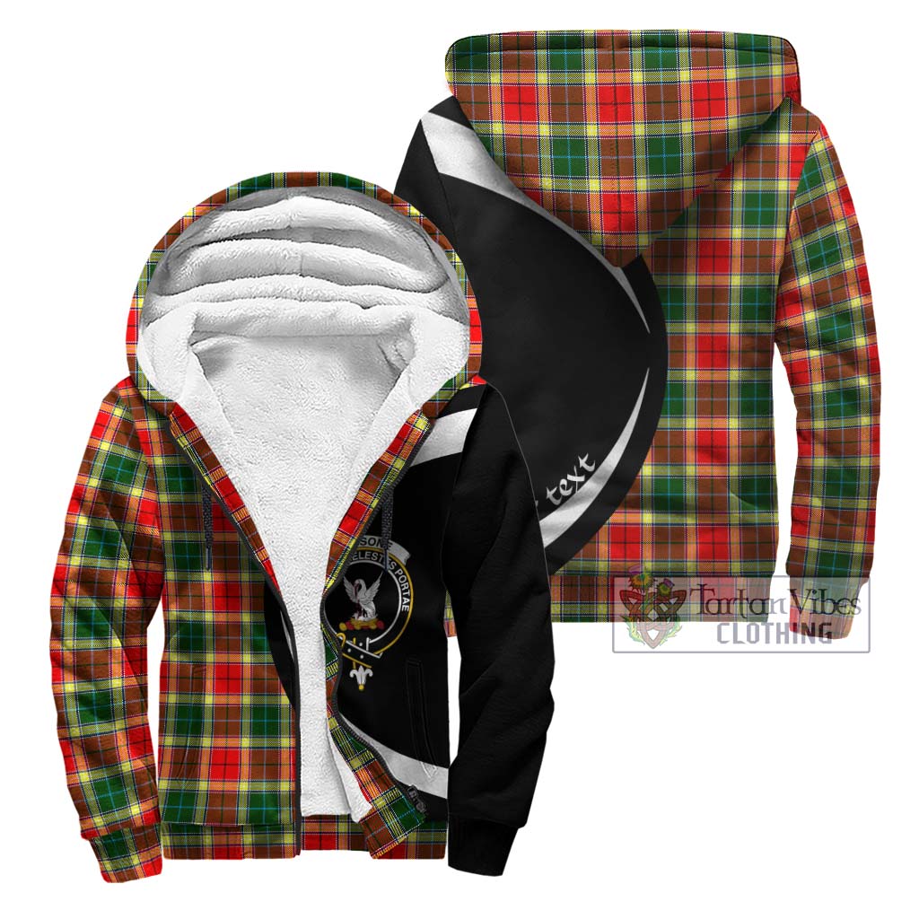 Gibsone Tartan Sherpa Hoodie with Family Crest Circle Style Unisex - Tartan Vibes Clothing