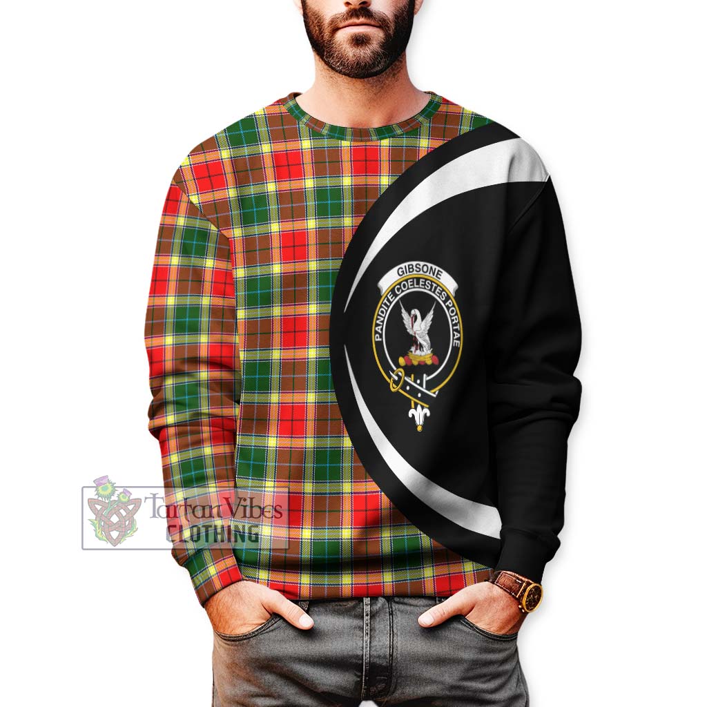 Gibsone Tartan Sweatshirt with Family Crest Circle Style - Tartan Vibes Clothing