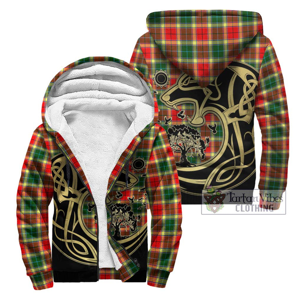 Gibsone Tartan Sherpa Hoodie with Family Crest Celtic Wolf Style Unisex - Tartan Vibes Clothing