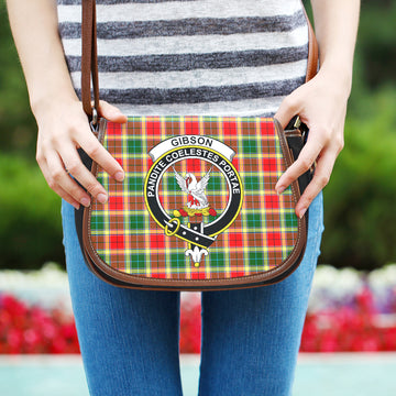 Gibson (Gibbs or Gibsone) Tartan Saddle Bag with Family Crest