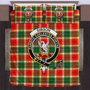 Gibson (Gibbs or Gibsone) Tartan Bedding Set with Family Crest