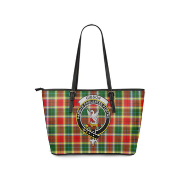 Gibson (Gibbs or Gibsone) Tartan Leather Tote Bag with Family Crest