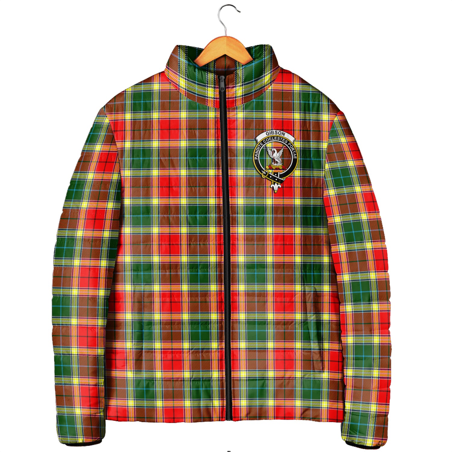 Gibson (Gibbs or Gibsone) Tartan Padded Jacket with Family Crest Men's Padded Jacket - Tartan Vibes Clothing