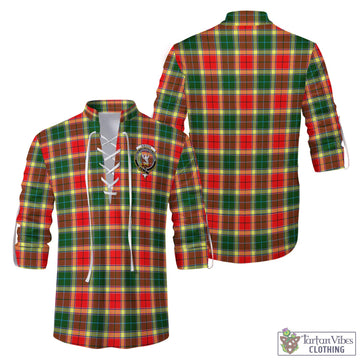 Gibson (Gibbs or Gibsone) Tartan Men's Scottish Traditional Jacobite Ghillie Kilt Shirt with Family Crest