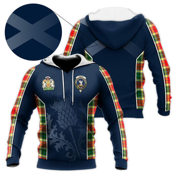 Gibson (Gibbs or Gibsone) Tartan Knitted Hoodie with Family Crest and Scottish Thistle Vibes Sport Style