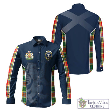 Gibson (Gibbs or Gibsone) Tartan Long Sleeve Button Up Shirt with Family Crest and Lion Rampant Vibes Sport Style