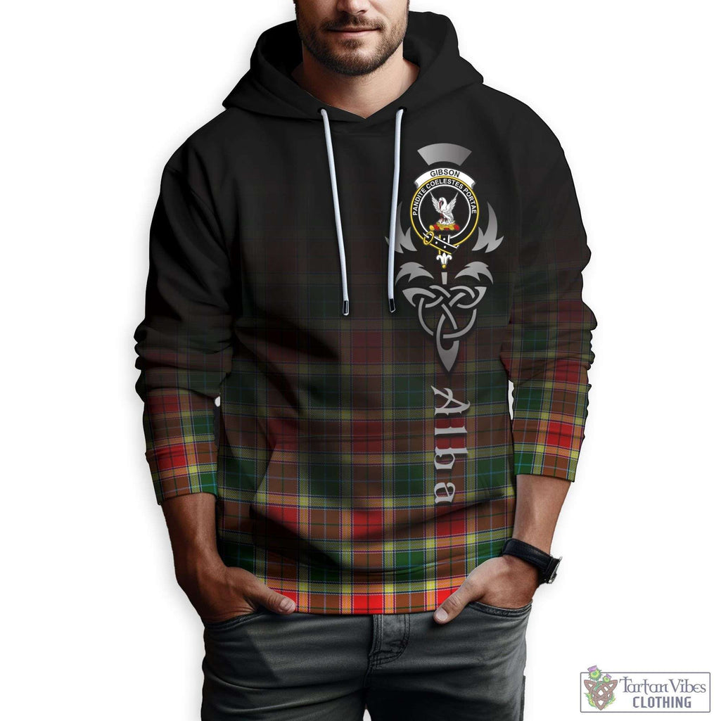 Tartan Vibes Clothing Gibsone (Gibson-Gibbs) Tartan Hoodie Featuring Alba Gu Brath Family Crest Celtic Inspired