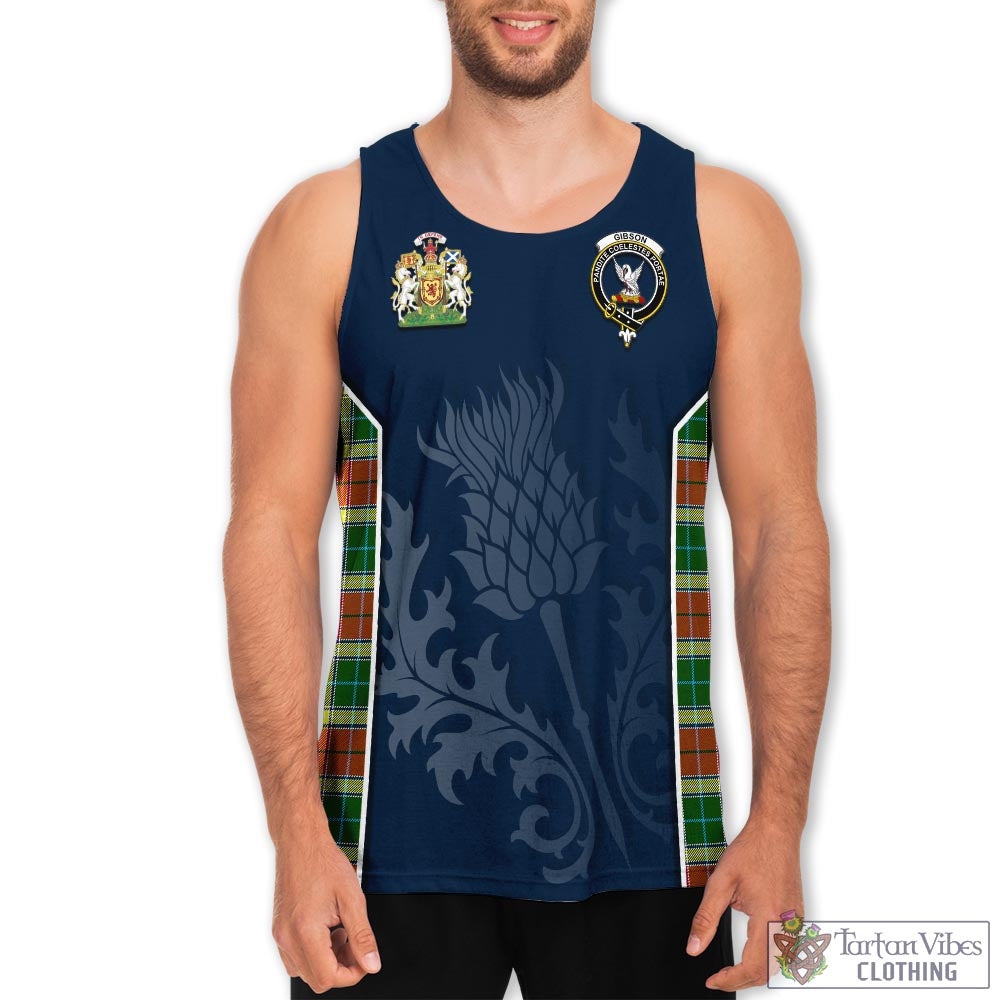 Tartan Vibes Clothing Gibsone (Gibson-Gibbs) Tartan Men's Tanks Top with Family Crest and Scottish Thistle Vibes Sport Style