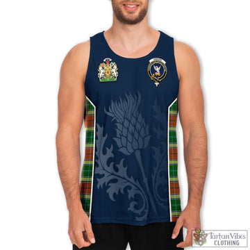 Gibson (Gibbs or Gibsone) Tartan Men's Tanks Top with Family Crest and Scottish Thistle Vibes Sport Style