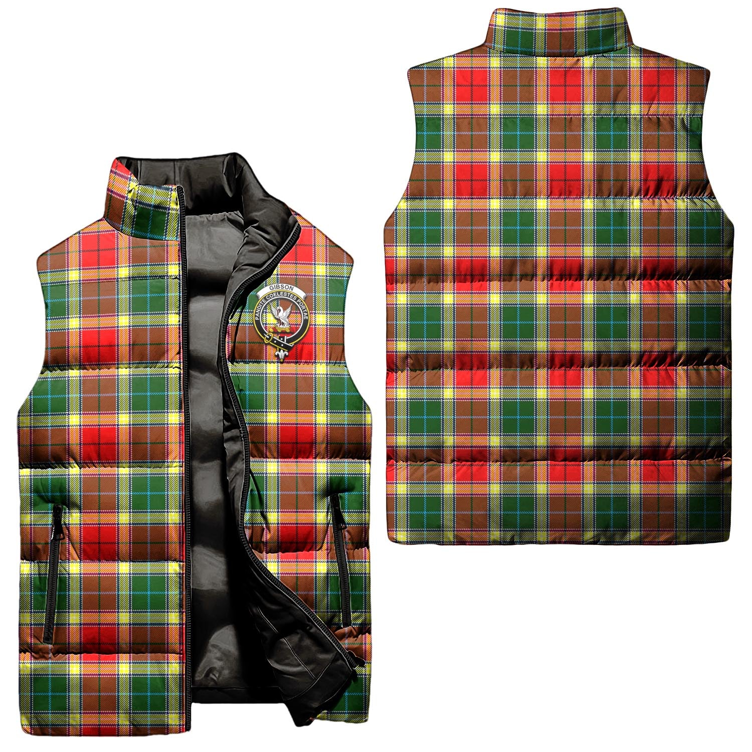 Gibsone (Gibson-Gibbs) Tartan Sleeveless Puffer Jacket with Family Crest Unisex - Tartanvibesclothing