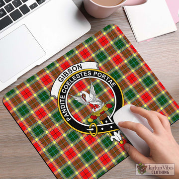 Gibson (Gibbs or Gibsone) Tartan Mouse Pad with Family Crest