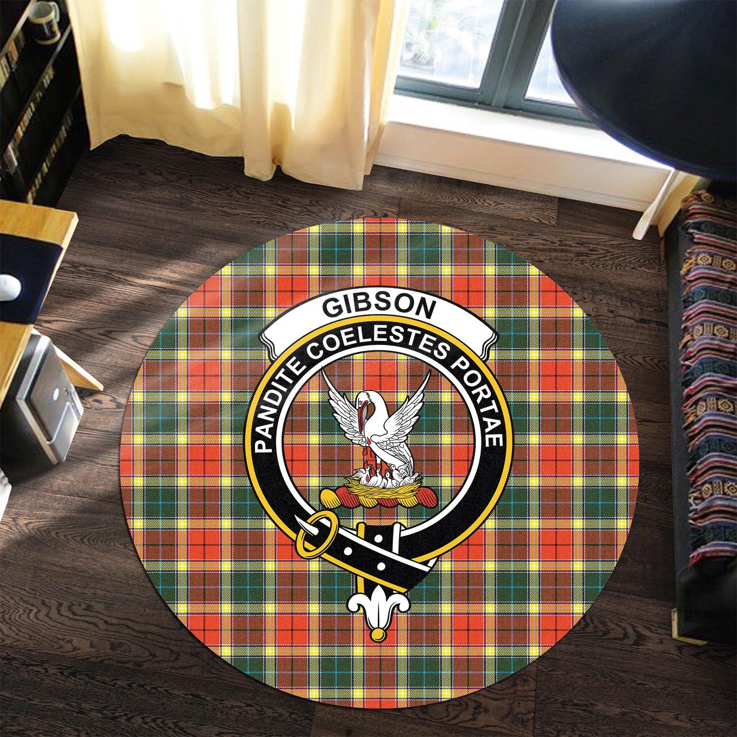 gibsone-gibson-gibbs-tartan-round-rug-with-family-crest