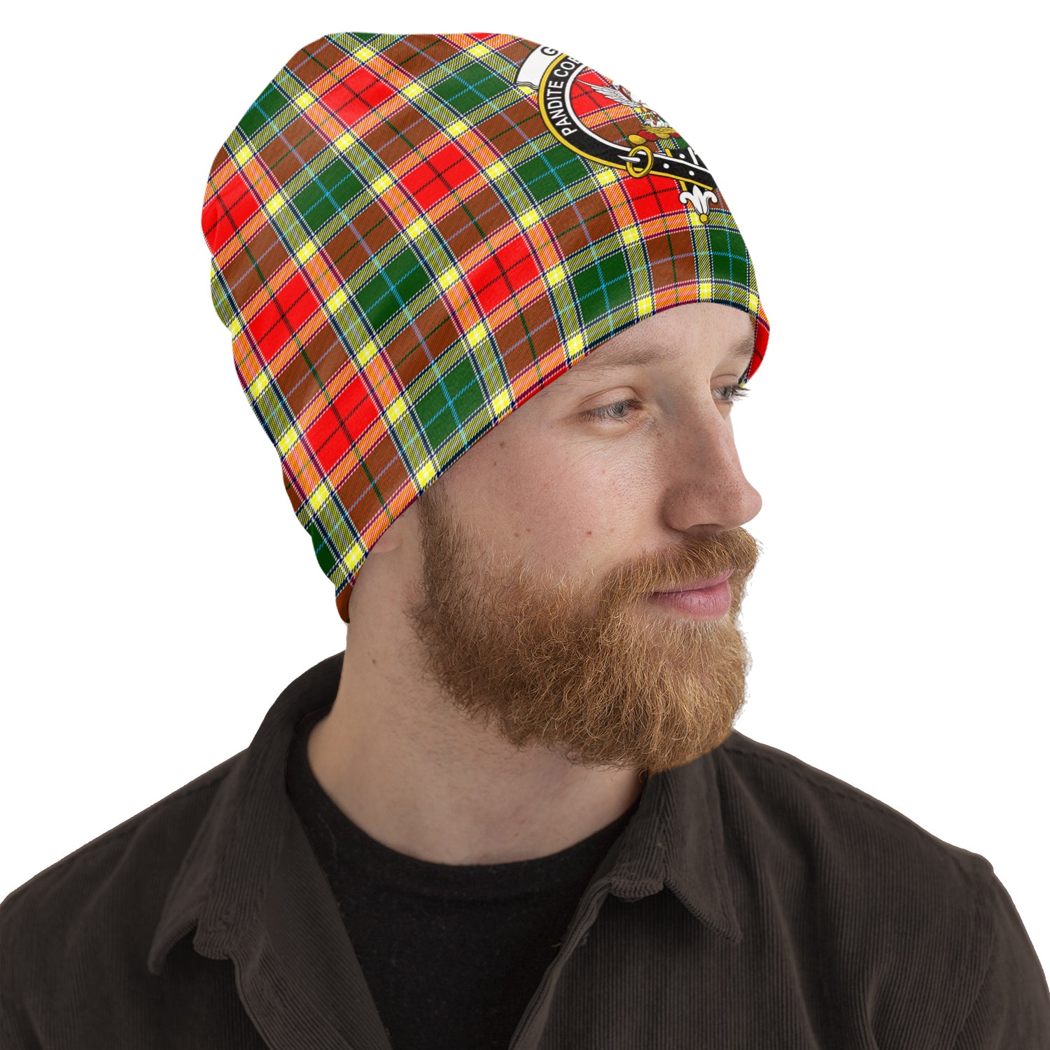 Gibson (Gibbs or Gibsone) Tartan Beanies Hat with Family Crest One Size 10.5*10.2 inches - Tartan Vibes Clothing