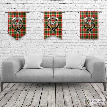 Gibson (Gibbs or Gibsone) Tartan Gonfalon, Tartan Banner with Family Crest