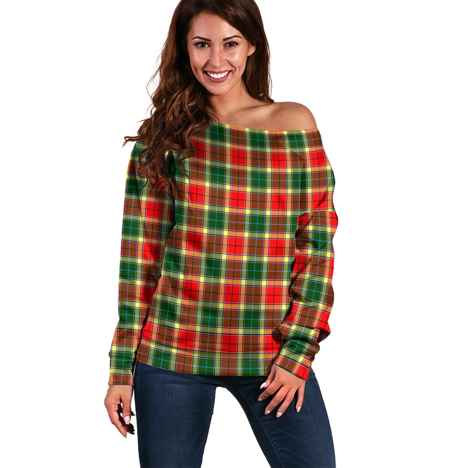 Gibsone (Gibson-Gibbs) Tartan Off Shoulder Women Sweater Women - Tartanvibesclothing