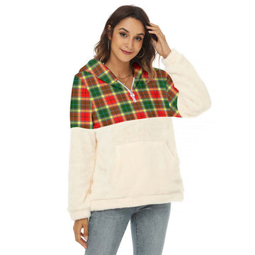 Gibsone (Gibson-Gibbs) Tartan Women's Borg Fleece Hoodie With Half Zip