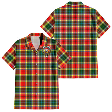 Gibson (Gibbs or Gibsone) Tartan Short Sleeve Button Down Shirt with Family Crest