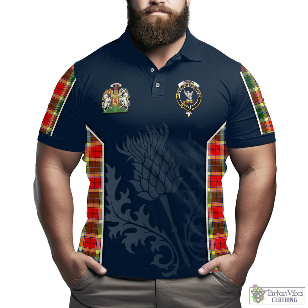 Tartan Vibes Clothing Gibsone (Gibson-Gibbs) Tartan Men's Polo Shirt with Family Crest and Scottish Thistle Vibes Sport Style