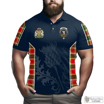 Gibson (Gibbs or Gibsone) Tartan Men's Polo Shirt with Family Crest and Scottish Thistle Vibes Sport Style