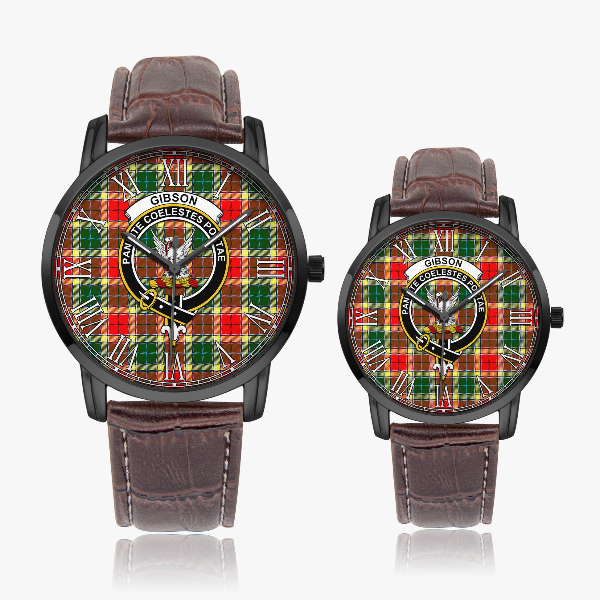 Gibsone (Gibson-Gibbs) Tartan Family Crest Leather Strap Quartz Watch - Tartanvibesclothing