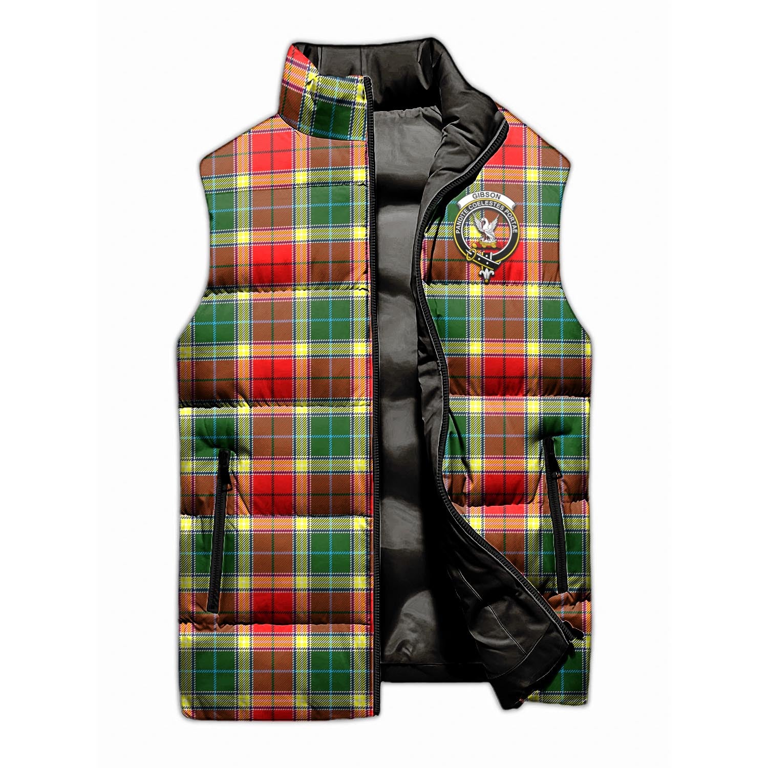 Gibsone (Gibson-Gibbs) Tartan Sleeveless Puffer Jacket with Family Crest - Tartanvibesclothing