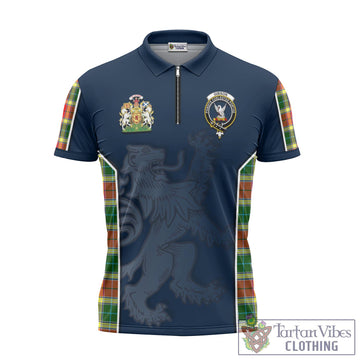 Gibson (Gibbs or Gibsone) Tartan Zipper Polo Shirt with Family Crest and Lion Rampant Vibes Sport Style