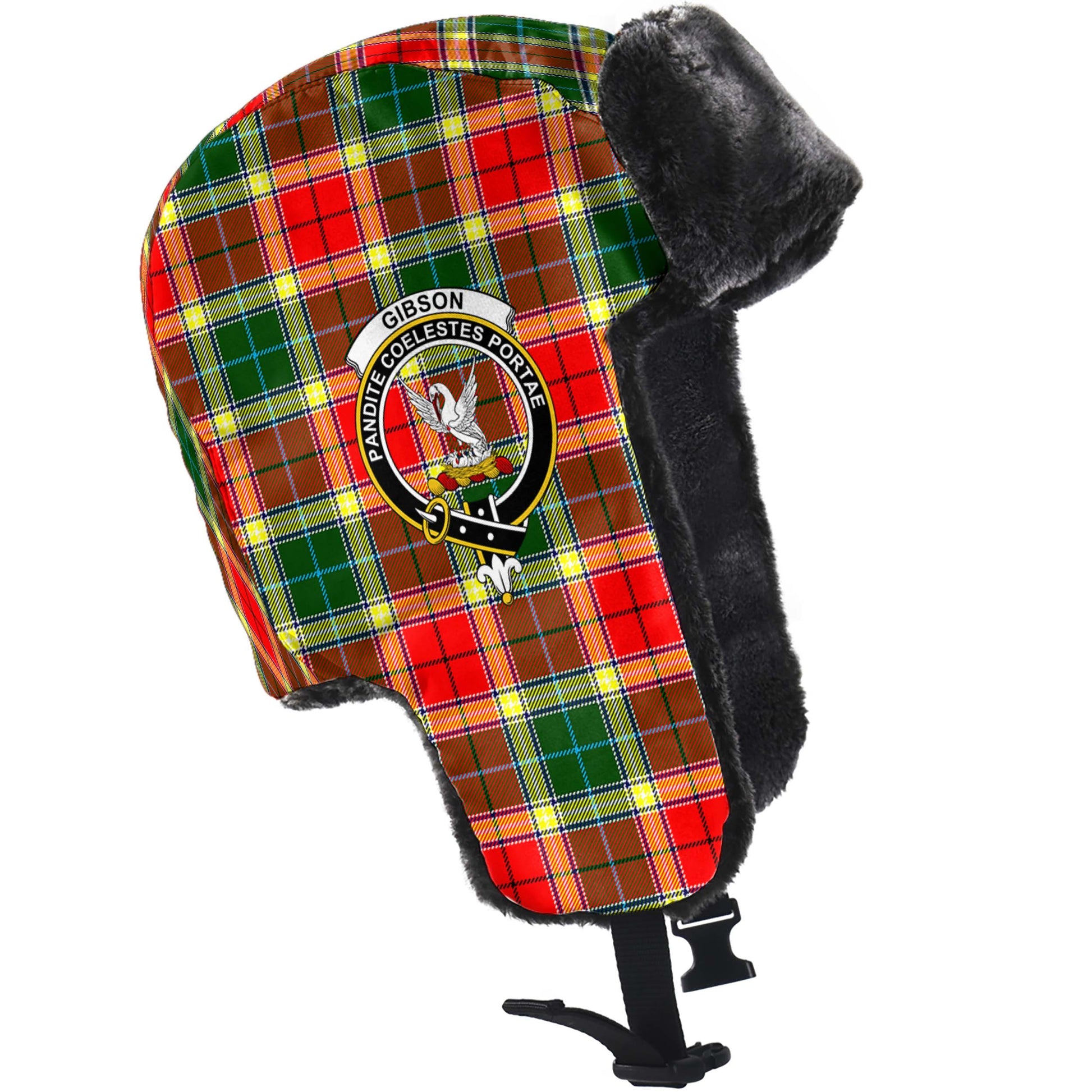 Gibsone (Gibson-Gibbs) Tartan Winter Trapper Hat with Family Crest - Tartanvibesclothing